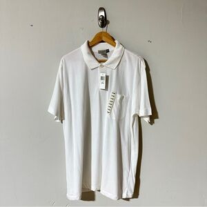 NWT SAVILE ROW Size Large Mens Golf Short Sleeve Solid Color White Polo Shirt